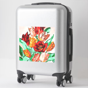 Beautiful Floral Bouquet Tulips Black Outline Art Sticker