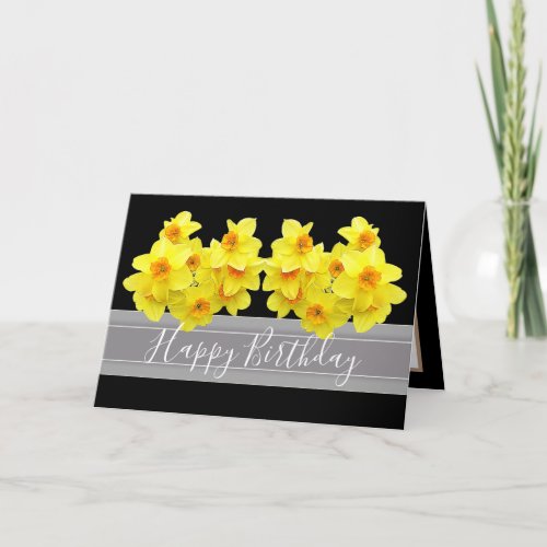 Beautiful Floral Bouquet Yellow Daffodils Birthday Card