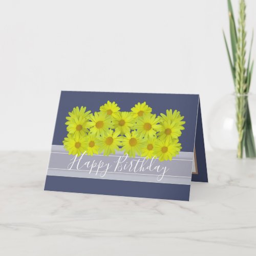 Beautiful Floral Bouquet Yellow Daisies Birthday Card