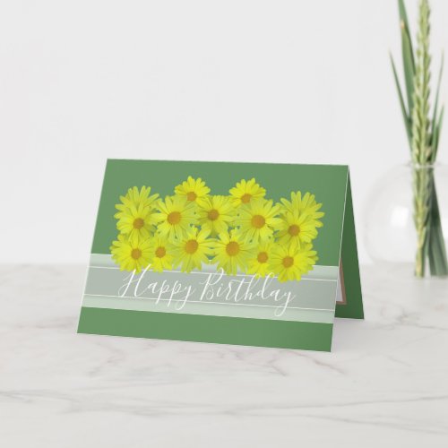 Beautiful Floral Bouquet Yellow Daisies Birthday Card