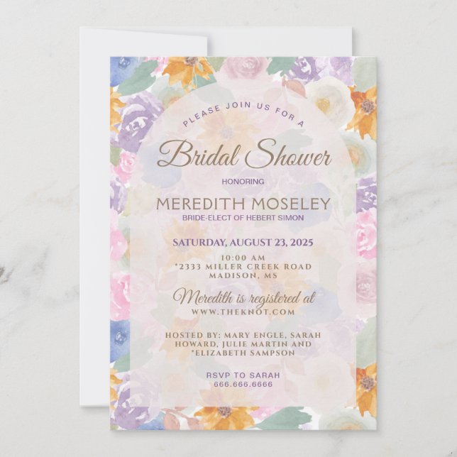Beautiful Floral Bridal Shower Invitation (Front)