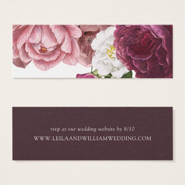 Beautiful Floral Burgundy Wedding Website Rsvp (Front & Back)