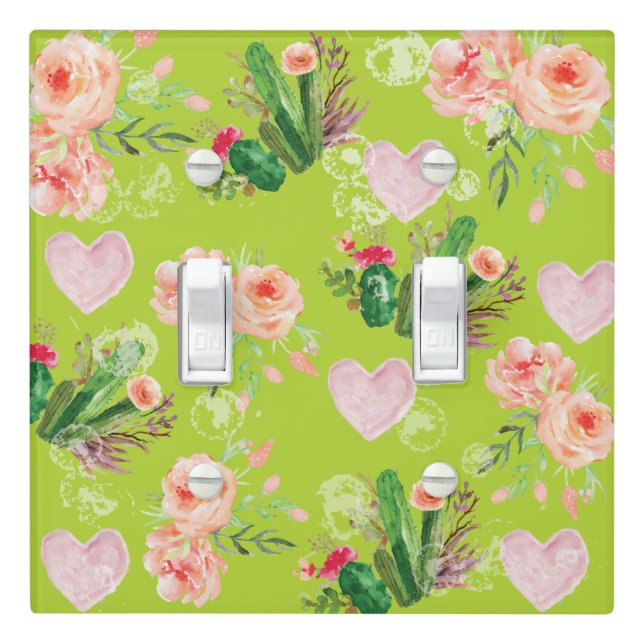 Beautiful Floral Cactus Light Switch Cover (In Situ)