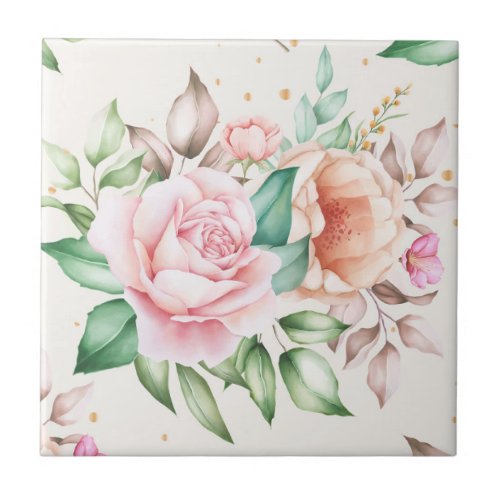 Beautiful Floral  Ceramic Tile