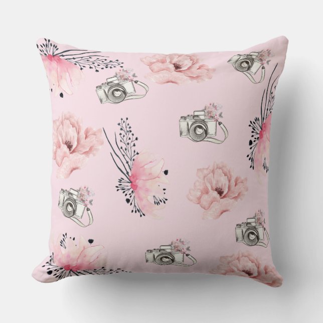 Beautiful Floral chick Rose Throw Pillow (Front)