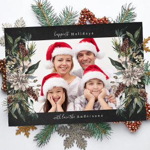 Beautiful Floral Christmas Holiday Photo Card