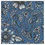 Beautiful Floral Classic Blue and Black Fabric