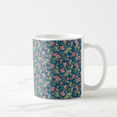 Beautiful Floral Colorful Flowers Blue Background Coffee Mug