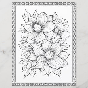 Beautiful Floral Coloring Page Scrapbook Paper