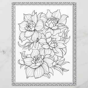 Beautiful Floral Coloring Page Scrapbook Paper