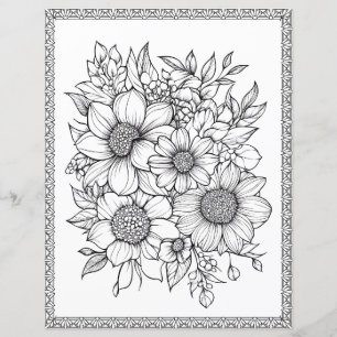 Beautiful Floral Coloring Page Scrapbook Paper
