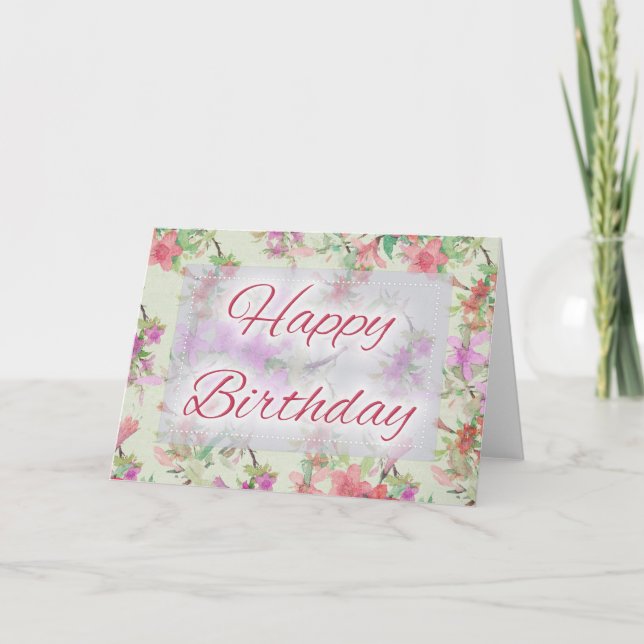 Beautiful Floral D17 Happy Birthday Card (Front)