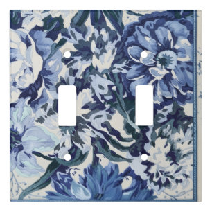 Beautiful Floral Design in Blue Hues Light Switch Cover