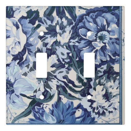 Beautiful Floral Design in Blue Hues Light Switch Cover
