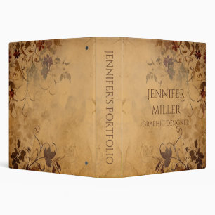 Beautiful floral design on vintage paper 3 ring binder