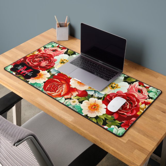 Beautiful Floral Design - Personalize Desk Mat (Office 2)