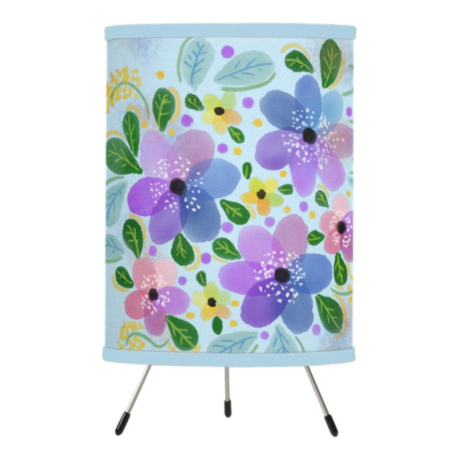Beautiful Floral Design Tripod Lamp (Front)