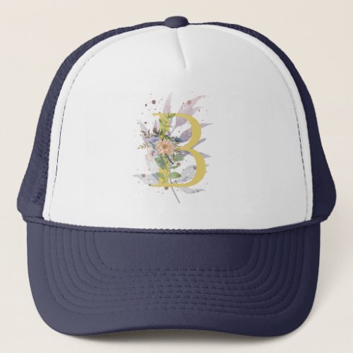 Beautiful Floral Design With B Alphabet letter Trucker Hat