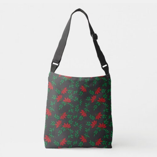 Beautiful floral design with red flowers crossbody crossbody bag
