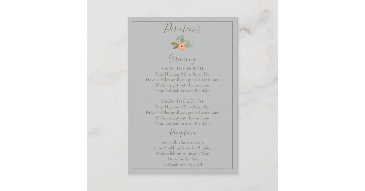 Beautiful Floral Directions Enclosure Card | Zazzle