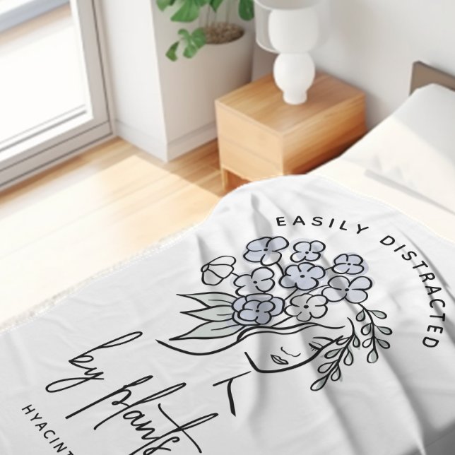 Beautiful Floral Distracted Gardener Name White Fleece Blanket (Creator Uploaded)