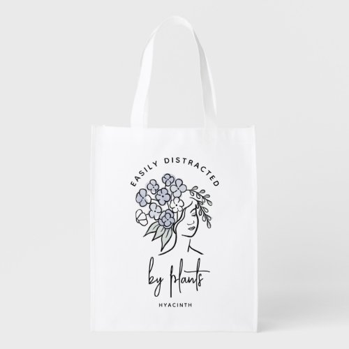 Beautiful Floral Distracted Gardener Personalized Grocery Bag