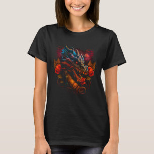 Beautiful Floral Dragon  Fantasy Sharp Teeth Cool T-Shirt