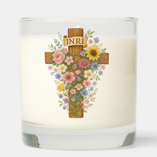 Beautiful floral Easter cross Scented Candle