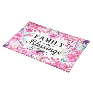 Beautiful Floral/ Family Blessings Cloth Placemat