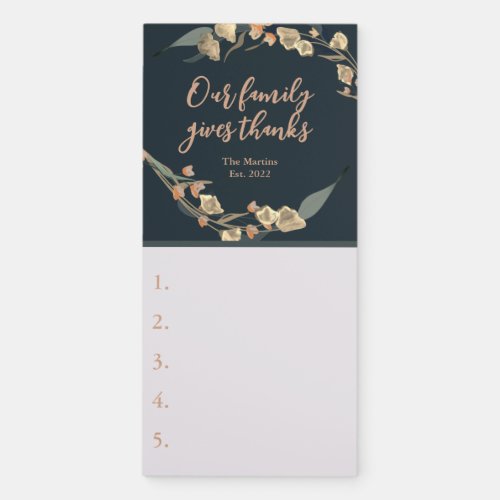 Beautiful Floral Family Gratitude List Magnetic Notepad