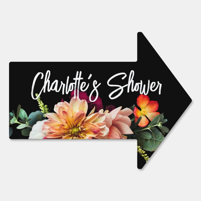 BEAUTIFUL Floral Frame Directional SHOWER Sign (Back)