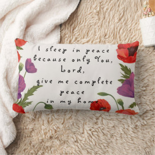 Beautiful floral frame poppy flowers botanical lumbar pillow