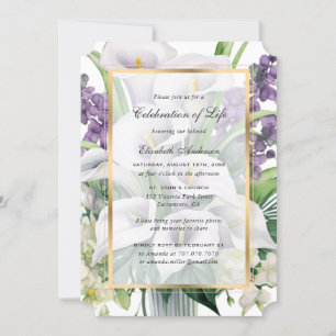 Beautiful Floral Funeral Celebration of Life Invitation