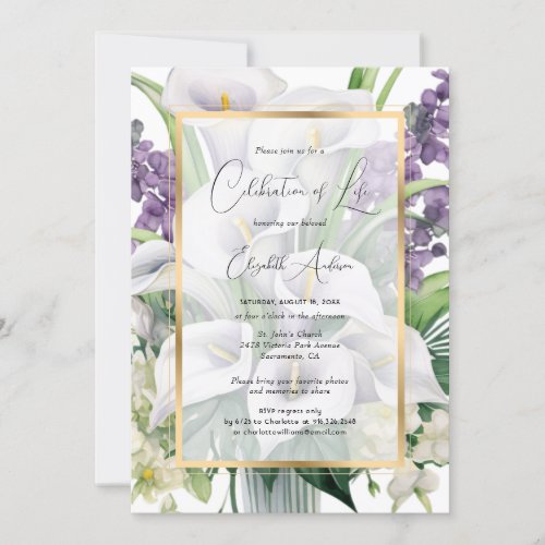 Beautiful Floral Funeral Celebration of Life Invitation