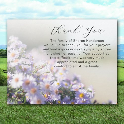 Beautiful Floral Funeral Thank You Note Card