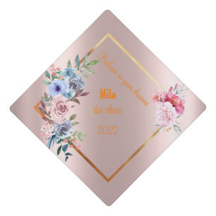 Beautiful floral,gold rose graduation  cap topper