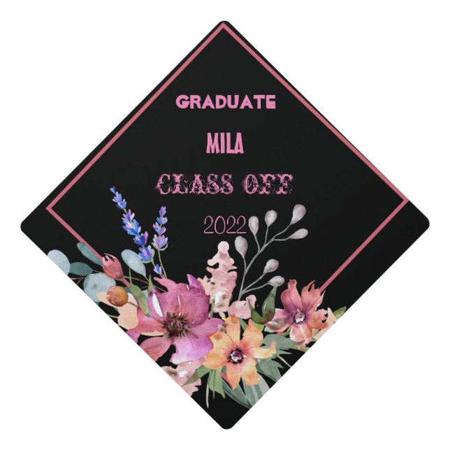 Beautiful floral graduation cap topper (Front)