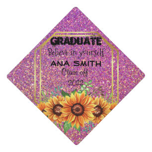 Beautiful floral graduation cap topper