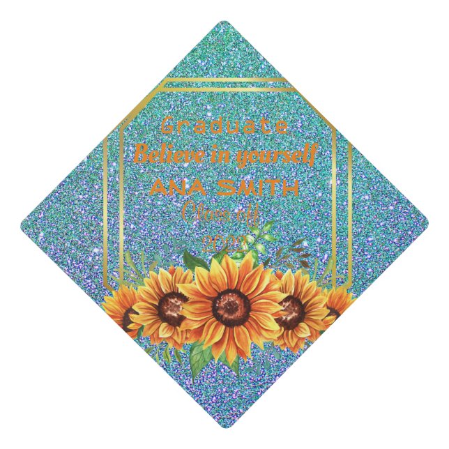 Beautiful floral graduation cap topper (Front)