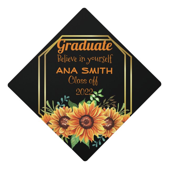 Beautiful floral graduation cap topper (Front)