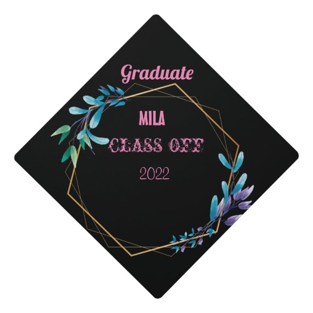 Beautiful floral graduation cap topper (Front)