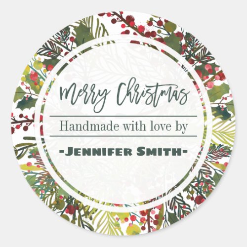 Beautiful Floral Handmade With Love Classic Round Sticker