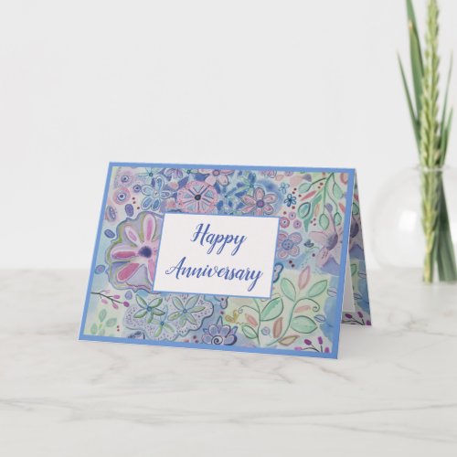 Beautiful Floral Happy Anniversary Card