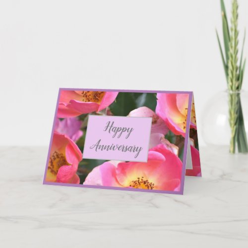 Beautiful Floral Happy Anniversary Card