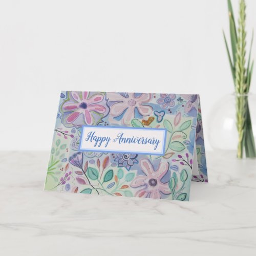 Beautiful Floral Happy Anniversary Card