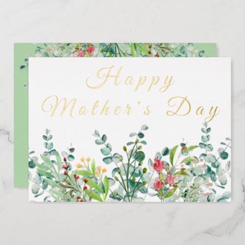 Beautiful Floral Happy Mothers Day Foil Foil Invitation