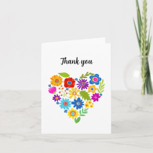Beautiful Floral Heart Thank You Card