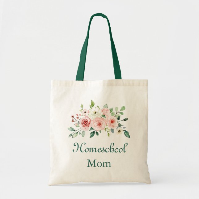 Beautiful Floral Homeschool Mom Tote Bag (Front)