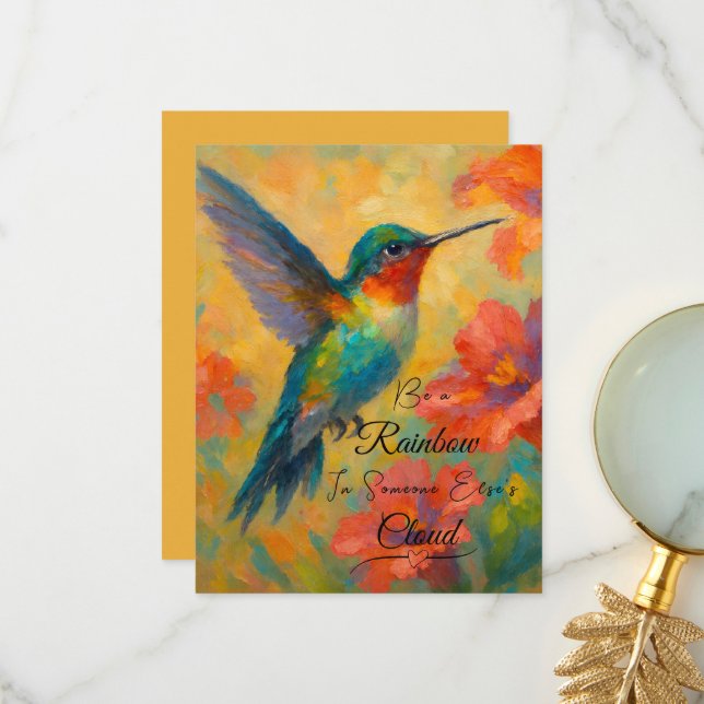 Beautiful Floral Hummingbird Greeting Card (Front/Back In Situ)