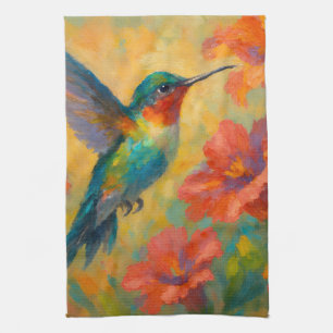 Beautiful Floral Hummingbird Kitchen Towel